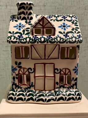 POLISH POTTERY TEALIGHT HOUSE MILLENA FACTORY
